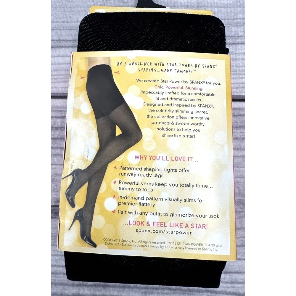 SPANX STAR POWER TWO WAY DIAGONAL SHAPING TIGHTS  Size C   BACKDROP‎ BLACK